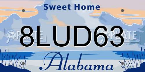 8LUD63 Alabama License Plate