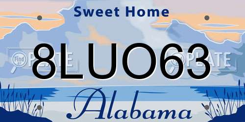 8LUO63 Alabama License Plate