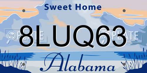 8LUQ63 Alabama License Plate
