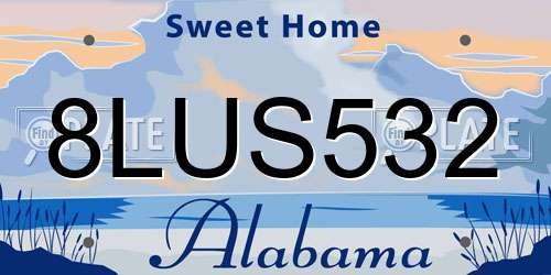 8LUS532 Alabama License Plate