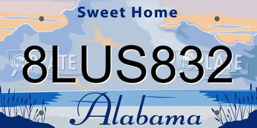 8LUS832 Alabama License Plate