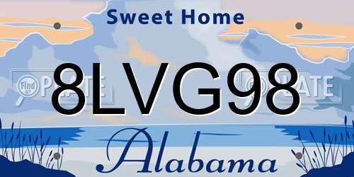 8LVG98 Alabama License Plate