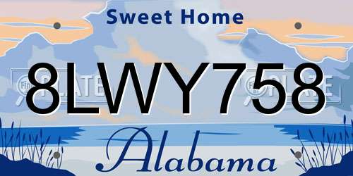 8LWY758 Alabama License Plate
