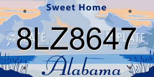8LZ8647 Alabama License Plate