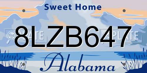 8LZB647 Alabama License Plate