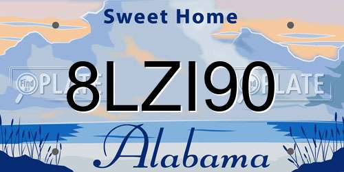 8LZI90 Alabama License Plate