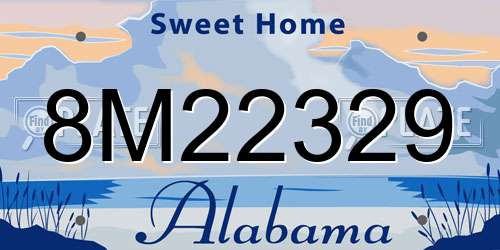 8M22329 Alabama License Plate