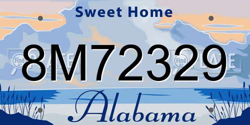 8M72329 Alabama License Plate