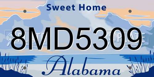 8MD5309 Alabama License Plate