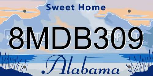 8MDB309 Alabama License Plate