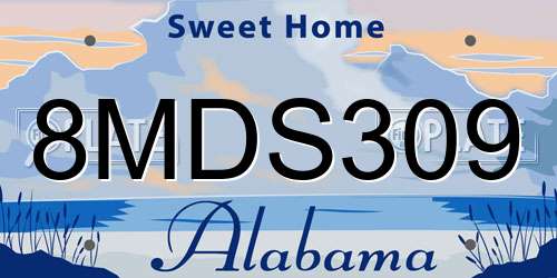 8MDS309 Alabama License Plate