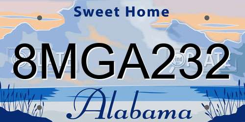 8MGA232 Alabama License Plate