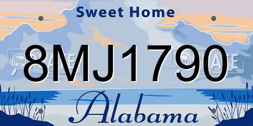 8MJ1790 Alabama License Plate