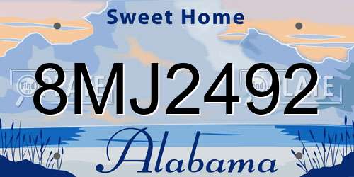 8MJ2492 Alabama License Plate