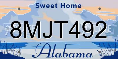 8MJT492 Alabama License Plate