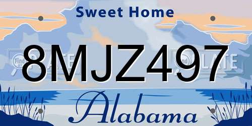 8MJZ497 Alabama License Plate