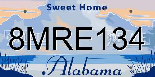8MRE134 Alabama License Plate