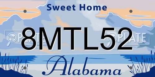 8MTL52 Alabama License Plate