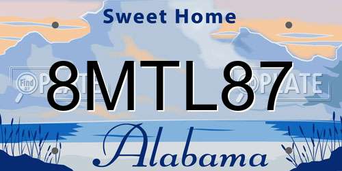 8MTL87 Alabama License Plate
