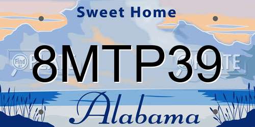 8MTP39 Alabama License Plate
