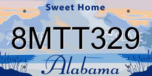 8MTT329 Alabama License Plate