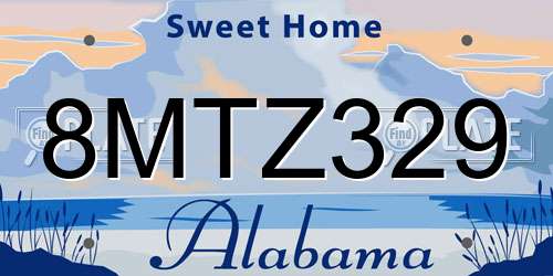 8MTZ329 Alabama License Plate