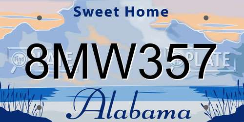 8MW357 Alabama License Plate