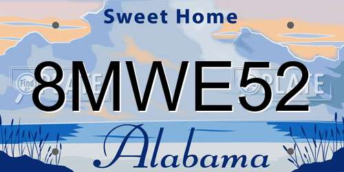 8MWE52 Alabama License Plate