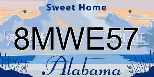 8MWE57 Alabama License Plate