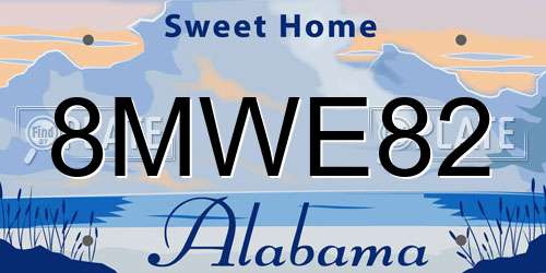 8MWE82 Alabama License Plate