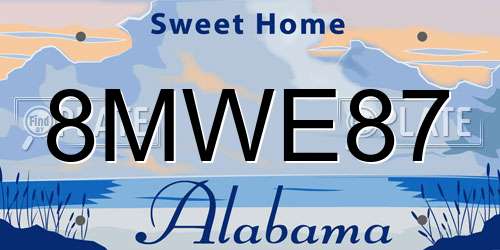 8MWE87 Alabama License Plate