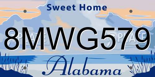 8MWG579 Alabama License Plate