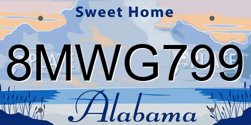 8MWG799 Alabama License Plate