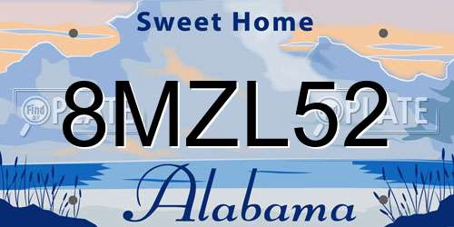 8MZL52 Alabama License Plate