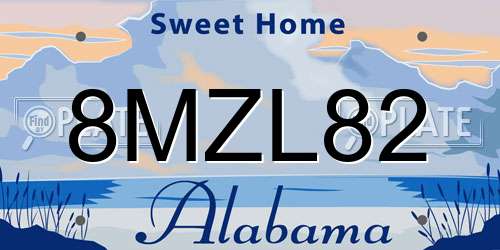 8MZL82 Alabama License Plate