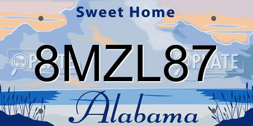 8MZL87 Alabama License Plate