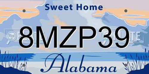 8MZP39 Alabama License Plate