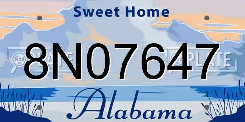 8N07647 Alabama License Plate