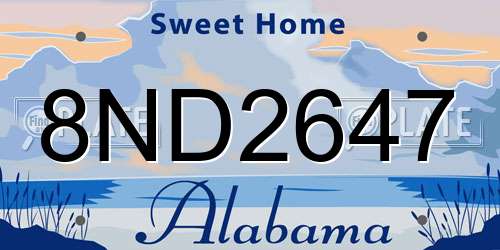 8ND2647 Alabama License Plate