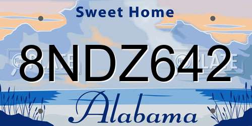 8NDZ642 Alabama License Plate