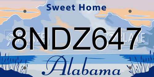8NDZ647 Alabama License Plate