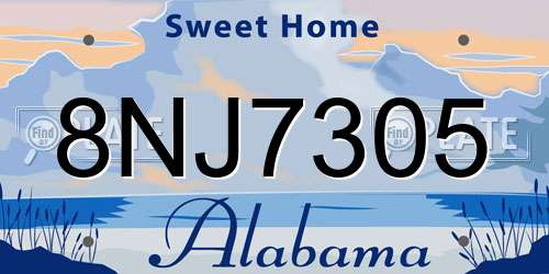 8NJ7305 Alabama License Plate