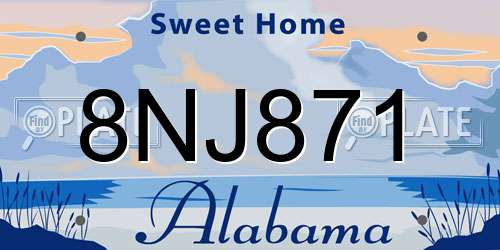 8NJ871 Alabama License Plate