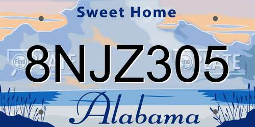 8NJZ305 Alabama License Plate