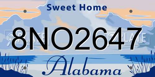 8NO2647 Alabama License Plate