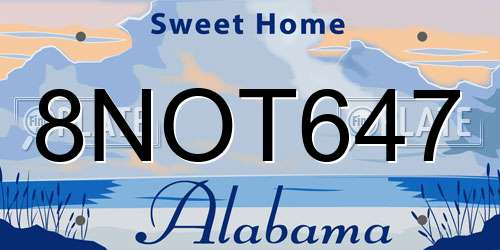 8NOT647 Alabama License Plate