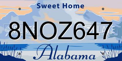 8NOZ647 Alabama License Plate