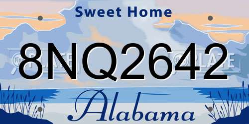 8NQ2642 Alabama License Plate