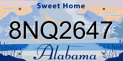 8NQ2647 Alabama License Plate