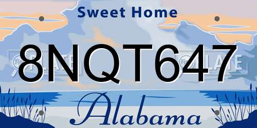 8NQT647 Alabama License Plate